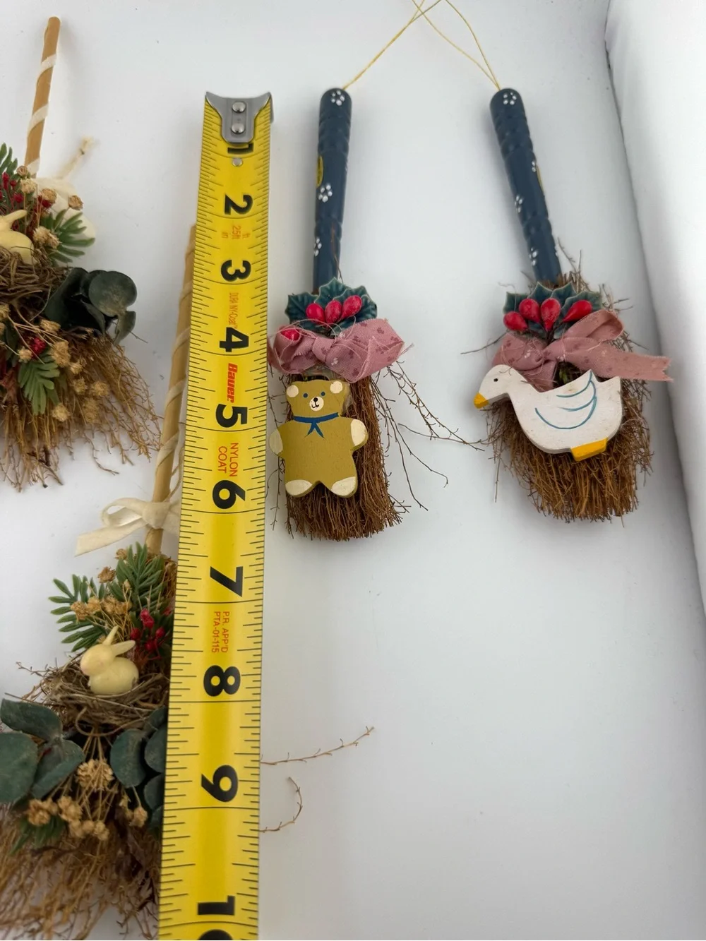 6 Vintage miniature decorative brooms